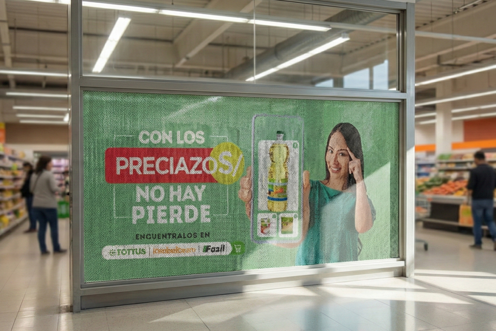 Pegado de vinil perforado